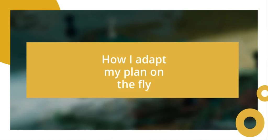 How I adapt my plan on the fly