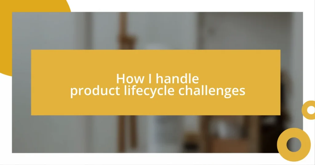 How I handle product lifecycle challenges