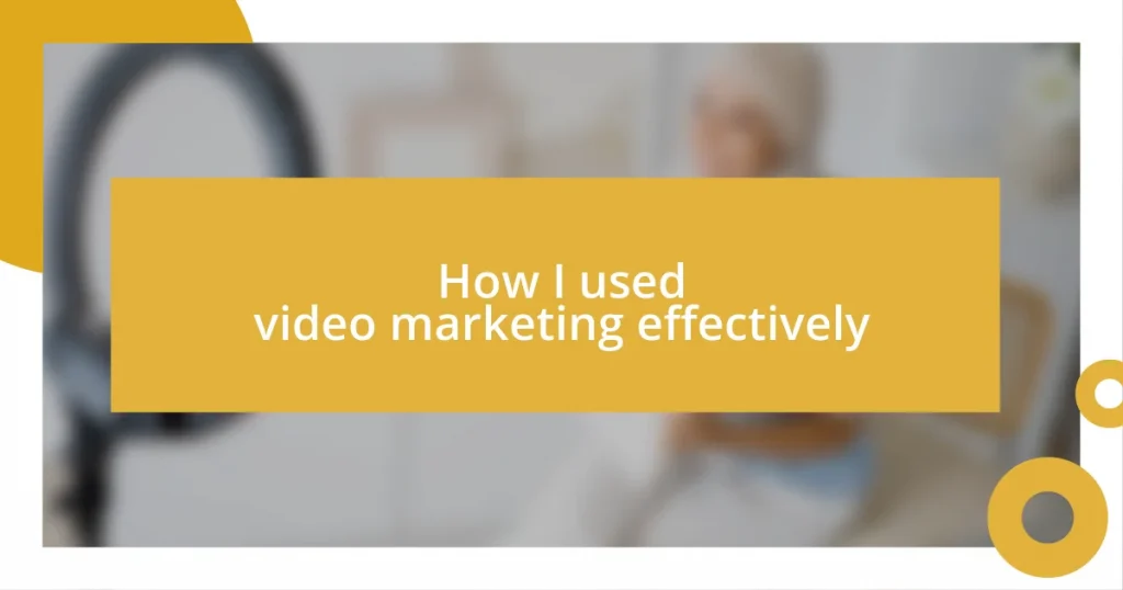 How I used video marketing effectively