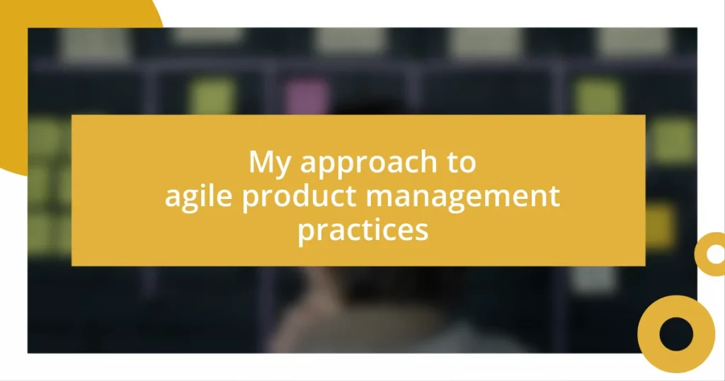 My approach to agile product management practices