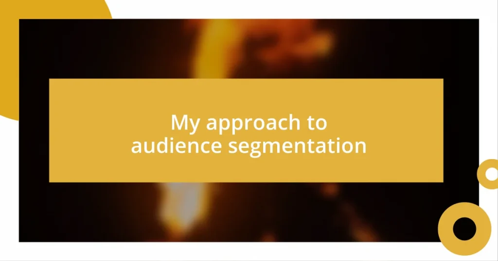 My approach to audience segmentation