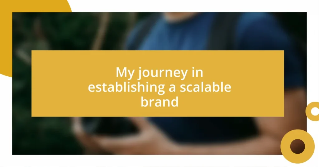 My journey in establishing a scalable brand