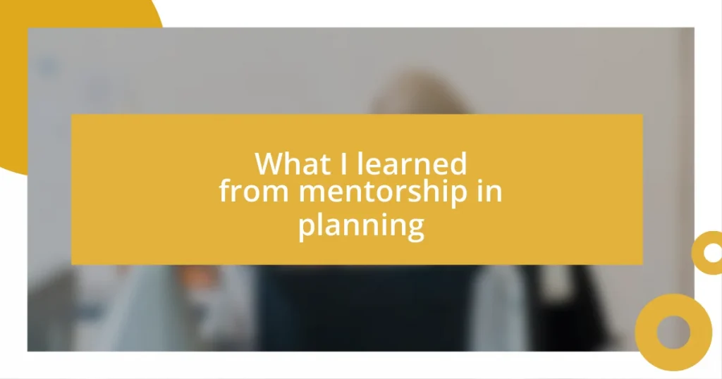 What I learned from mentorship in planning